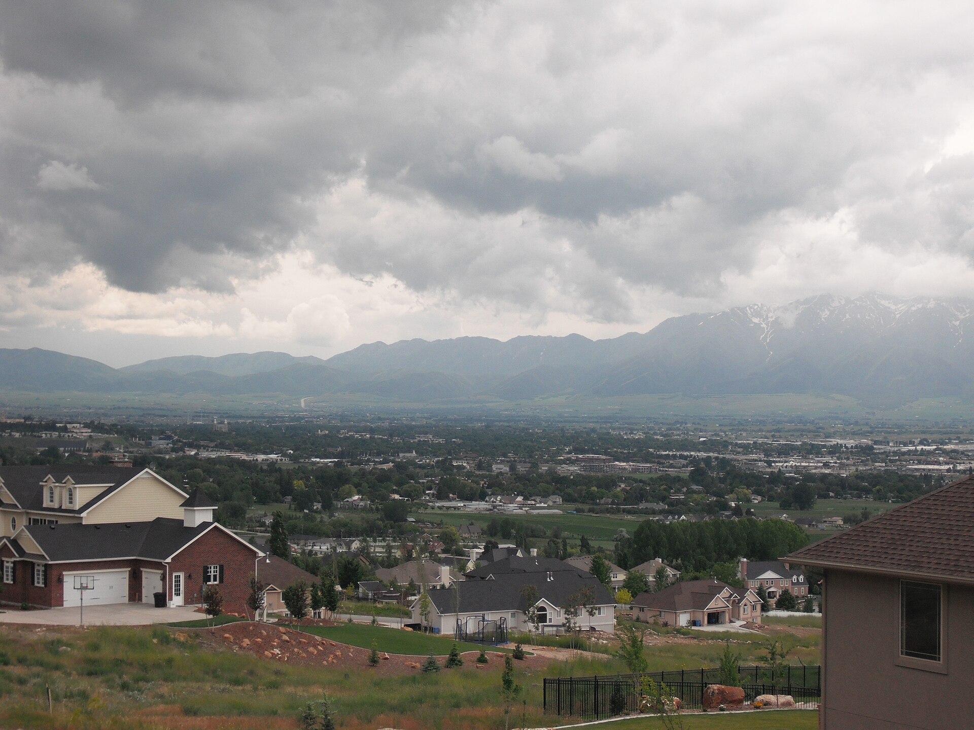 Cache Valley seen from North Logan, looking south over Logan toward the Wellsville Mountains
