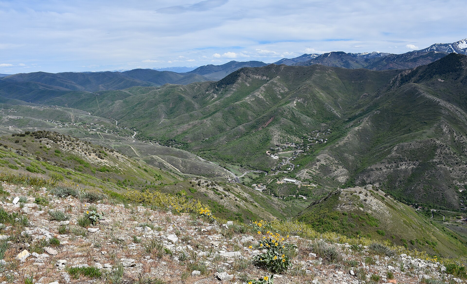 A view from Mount Wire looking into Emigration Canyon, Utah
