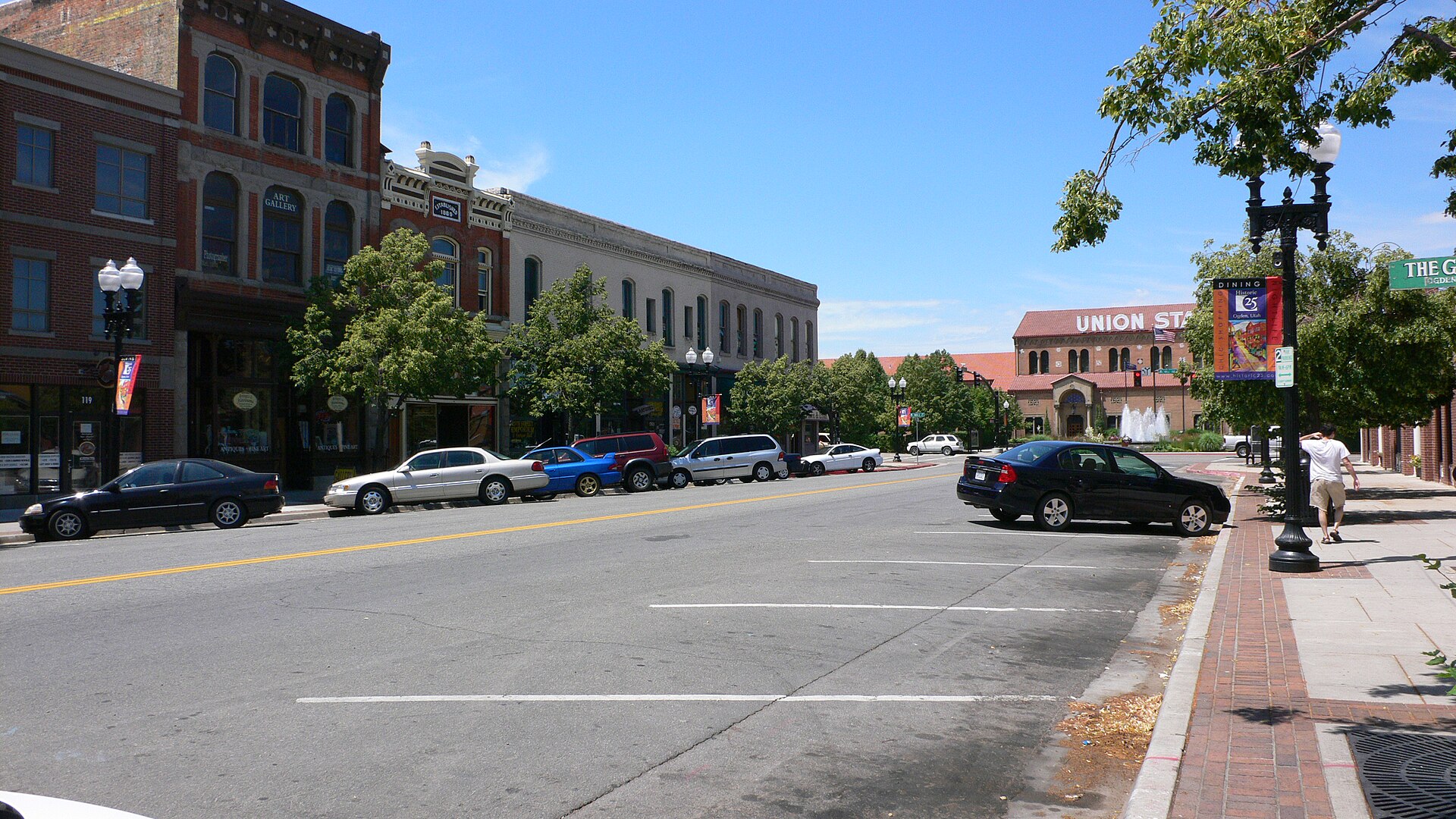 Brick buildings lining Historic 25th Street in downtown Ogden, Utah