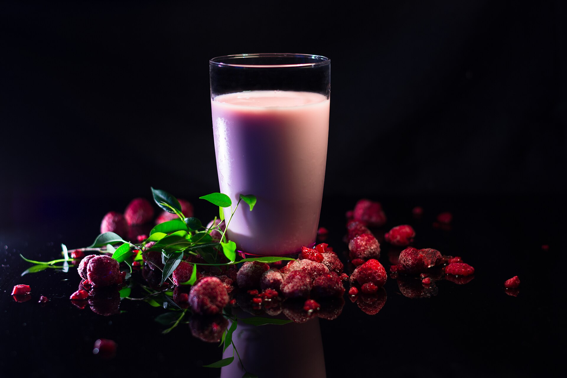 A pink raspberry milkshake